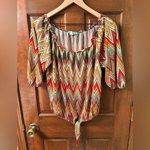 Double Click VTG 90s Colorful Zigzag Women's Blouse. Size M